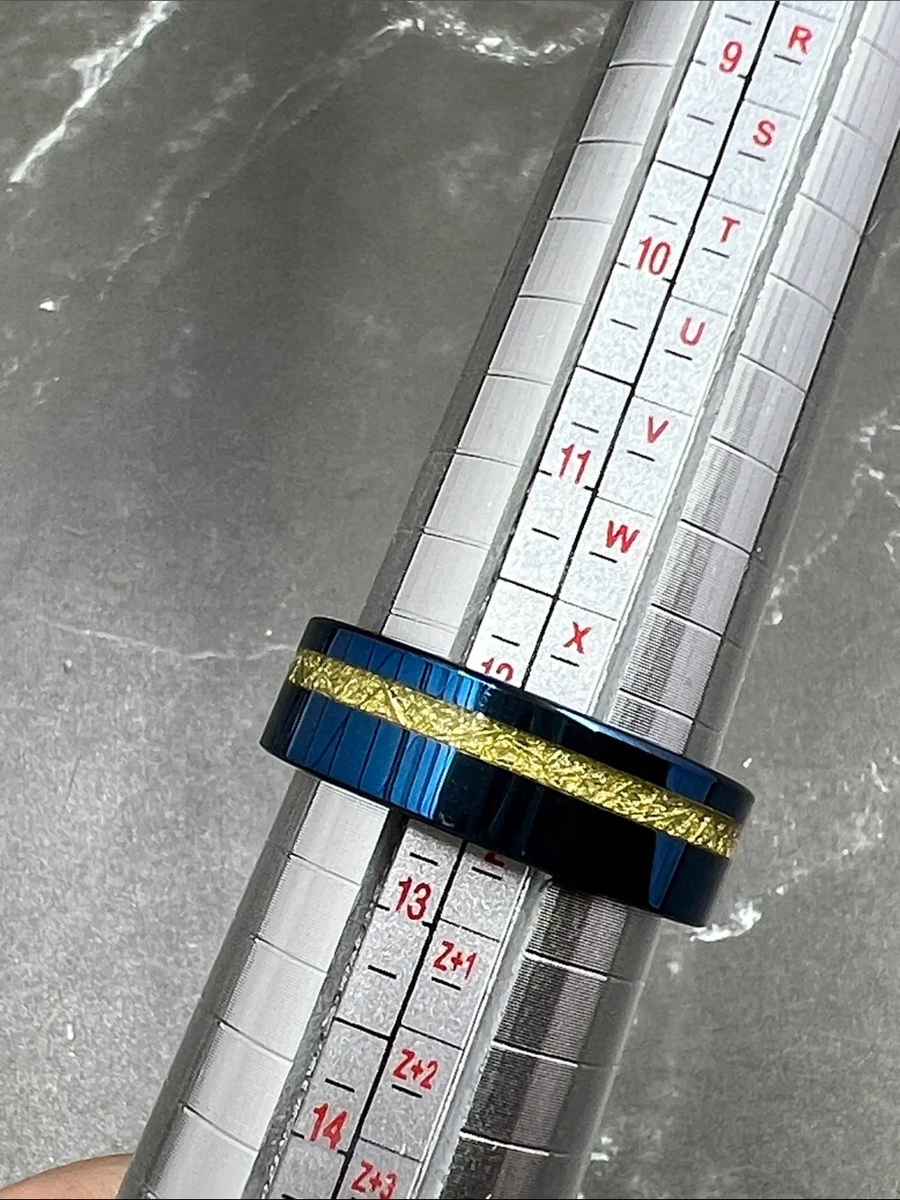 Three Keys Jewelry 8mm Blue Tungsten w/ Meteorite Inlay Wedding Band